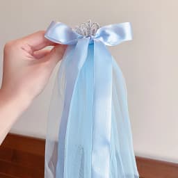 Cute Princess Tulle Bow Hair Clips for Girl Long Ribbon Streamer Flower Decor Hair Barrettes Toddler Kids Sweet Hair Accessories