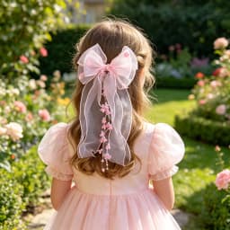 Cute Princess Tulle Bow Hair Clips for Girl Long Ribbon Streamer Flower Decor Hair Barrettes Toddler Kids Sweet Hair Accessories