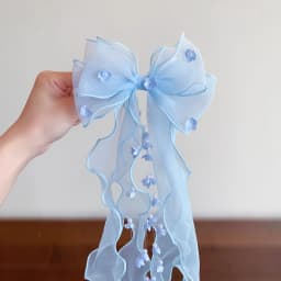 Cute Princess Tulle Bow Hair Clips for Girl Long Ribbon Streamer Flower Decor Hair Barrettes Toddler Kids Sweet Hair Accessories