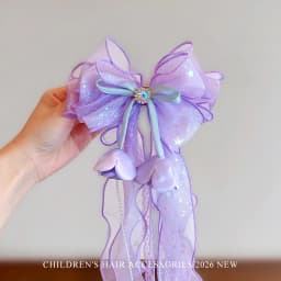 Cute Princess Tulle Bow Hair Clips for Girl Long Ribbon Streamer Flower Decor Hair Barrettes Toddler Kids Sweet Hair Accessories