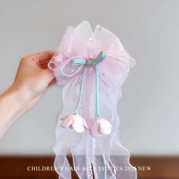 Cute Princess Tulle Bow Hair Clips for Girl Long Ribbon Streamer Flower Decor Hair Barrettes Toddler Kids Sweet Hair Accessories