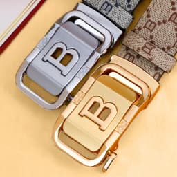 Men's Leather Belt with Automatic Buckle, Casual Business Style, Anti-Slip Design, Perfect for Work & Date Nights