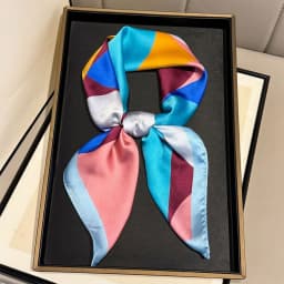 Geometric Color Block Silk Square Headscarf Women Soft Hijab All Seasons Decorate Neckerchief Female Foulard Bandana Daily Wear