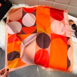 Geometric Color Block Silk Square Headscarf Women Soft Hijab All Seasons Decorate Neckerchief Female Foulard Bandana Daily Wear