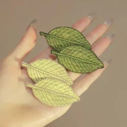 4-Piece Set of Forest-Style Green Embroidered Leaf Hair Clips, Beautiful and Simple Fairy Stage Performance Photography Women's Hair Accessories