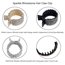 Rhinestone & Pearl Ponytail Hair Claw Clip, Sparkly High Ponytail Holder, Strong Hold Hair Accessory for Women Daily & Party Sty