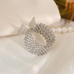 Rhinestone & Pearl Ponytail Hair Claw Clip, Sparkly High Ponytail Holder, Strong Hold Hair Accessory for Women Daily & Party Sty