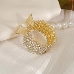 Rhinestone & Pearl Ponytail Hair Claw Clip, Sparkly High Ponytail Holder, Strong Hold Hair Accessory for Women Daily & Party Sty