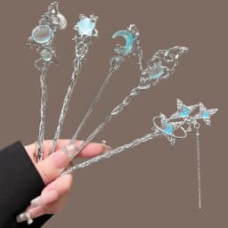 New Chinese Style Snake Shaped Moonstones Hairpin Fashion Metal Hanfu Hairpin Hair Chopsticks Headwear Hair Accessories Gift