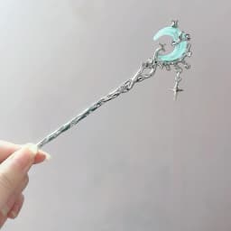 New Chinese Style Snake Shaped Moonstones Hairpin Fashion Metal Hanfu Hairpin Hair Chopsticks Headwear Hair Accessories Gift