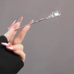 New Chinese Style Snake Shaped Moonstones Hairpin Fashion Metal Hanfu Hairpin Hair Chopsticks Headwear Hair Accessories Gift