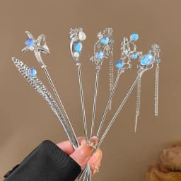 New Chinese Style Snake Shaped Moonstones Hairpin Fashion Metal Hanfu Hairpin Hair Chopsticks Headwear Hair Accessories Gift