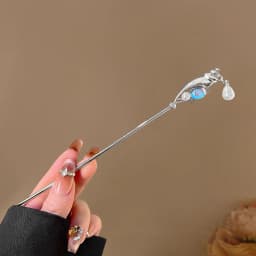 New Chinese Style Snake Shaped Moonstones Hairpin Fashion Metal Hanfu Hairpin Hair Chopsticks Headwear Hair Accessories Gift