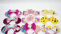 Mulan Elastic HairBands For Girls Cosplay Cartoon Clothing Ears Hair Accessories Women Magnolia Flower Sequins Bow Headband Kids