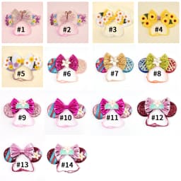 Mulan Elastic HairBands For Girls Cosplay Cartoon Clothing Ears Hair Accessories Women Magnolia Flower Sequins Bow Headband Kids