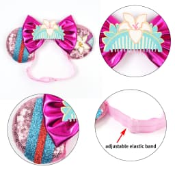 Mulan Elastic HairBands For Girls Cosplay Cartoon Clothing Ears Hair Accessories Women Magnolia Flower Sequins Bow Headband Kids
