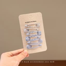 6Pcs/set New Preppy Style Floral Plaid BB Hair Clips Pastel Blue Non-slip Hair Accessories for Girls Toddler Kids Daily Wear