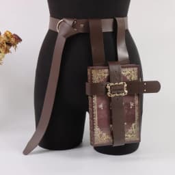 PU Leather Book Holster With Belt: Medieval Journal, LARP Spell Book Carrier(not with book)