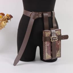 PU Leather Book Holster With Belt: Medieval Journal, LARP Spell Book Carrier(not with book)