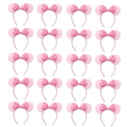 20PCS Women Girl Mouse Ears Headbands Hair Hoop Party Theme Cosplay Bows Hairbandpink Black Hair Accessories Wholesale