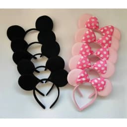 20PCS Women Girl Mouse Ears Headbands Hair Hoop Party Theme Cosplay Bows Hairbandpink Black Hair Accessories Wholesale