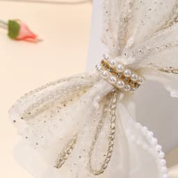 Chiffon Large Bow Headband For Girls Elegant Beige Bownot Hairband Sweet Pearls Non-slip Hair Hoop Party Daily Hair Accessories