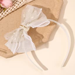 Chiffon Large Bow Headband For Girls Elegant Beige Bownot Hairband Sweet Pearls Non-slip Hair Hoop Party Daily Hair Accessories