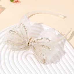 Chiffon Large Bow Headband For Girls Elegant Beige Bownot Hairband Sweet Pearls Non-slip Hair Hoop Party Daily Hair Accessories