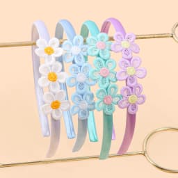 4/8pcs Embroidery Flower Headbands Children Kids Floral Hairbands Plastic Satin Headbands Hair Accessories