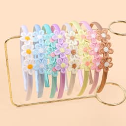 4/8pcs Embroidery Flower Headbands Children Kids Floral Hairbands Plastic Satin Headbands Hair Accessories