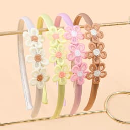 4/8pcs Embroidery Flower Headbands Children Kids Floral Hairbands Plastic Satin Headbands Hair Accessories