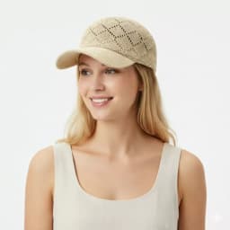 Lady's Summer Holovov Knitted Sun Hat, A Breathable Mesh Baseball Cap, Suitable for Wearing During Golfing Activities.
