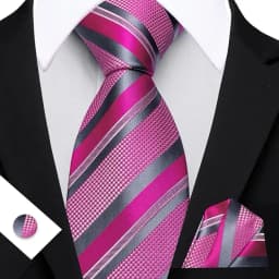 Fashion Diagonal Striped Tie Set for Men Formal Party Business Wedding Necktie Handkerchief Cufflinks 3PCS Suit Accessories