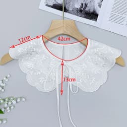 [F] Women Girls Lace Fake Collar Shoulder Wrap Detachable Mesh Embroidery Floral Lace Shawl Wrap Cape Half Shirt Collar