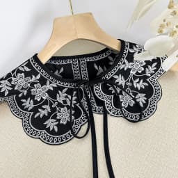 [F] Women Girls Lace Fake Collar Shoulder Wrap Detachable Mesh Embroidery Floral Lace Shawl Wrap Cape Half Shirt Collar