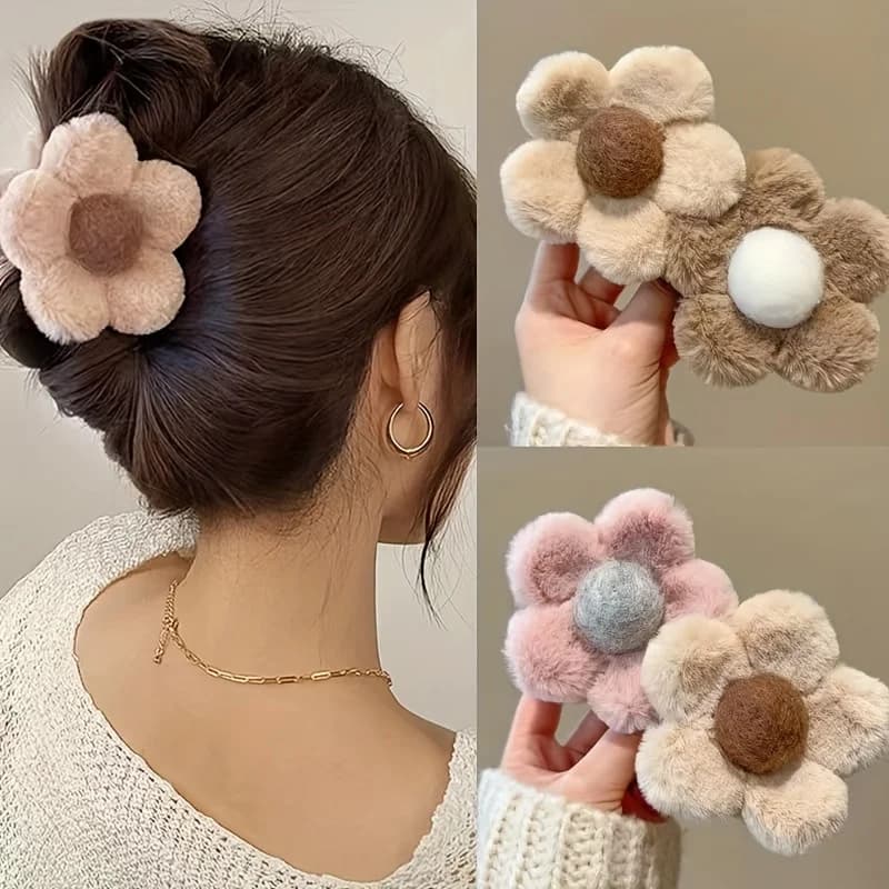 Autumn Winter New Solid Color Plush Grab Clip Hairpin Back Head Hair Shark Clip Girlfriends with Gentle Fashion Hair Accessories
