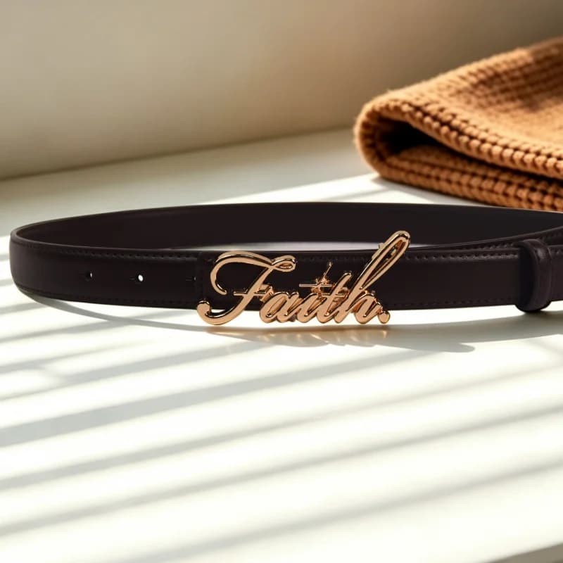Women's Belt with Adjustable Luxury Signature Buckle Design, for Jeans & Dresses, Y2K Style Soft Comfortable Waist Belt