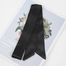 Women Lady Belt Bag Hair Accessories Narrow Short Scarf 100cm Solid Color Silk Rubber Black Bag Ribbon Headbands Choker Streamer