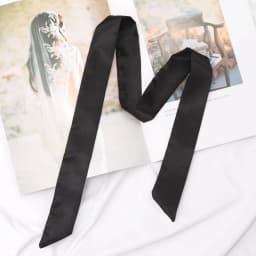Women Lady Belt Bag Hair Accessories Narrow Short Scarf 100cm Solid Color Silk Rubber Black Bag Ribbon Headbands Choker Streamer