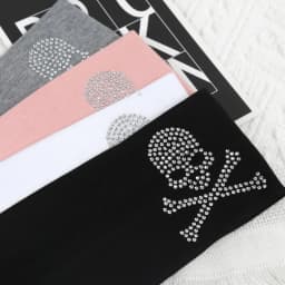 Women's Fashion Plain Headbands SKull Design Rhinestones Elastic Black Y2K Headband for Girls Casual Hair Bands Accessories