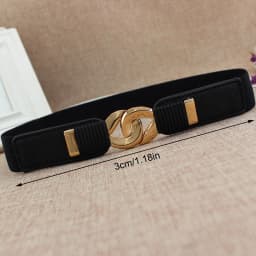 [F] Female Wide Elastic Waistband Metal Buckle Belt for Women Waist Band Cummerband Sweater Coat Clothing Accessories