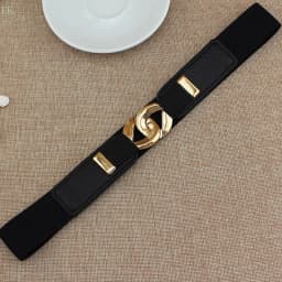 [F] Female Wide Elastic Waistband Metal Buckle Belt for Women Waist Band Cummerband Sweater Coat Clothing Accessories