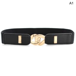 [F] Female Wide Elastic Waistband Metal Buckle Belt for Women Waist Band Cummerband Sweater Coat Clothing Accessories