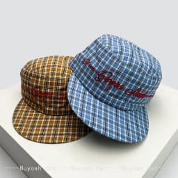 Korean Plaid Embroidered Letters Baseball Hats Sunshade Flat Top New Men Women Versatile Niche Ins Fashion Peaked Caps Personal