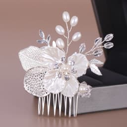 Gold Color Flower Hair Comb Clip Girls Handmade Alloy Pearl Hairpin Bridal Tiaras Wedding Hair Accessory Crystal Hair Jewelry
