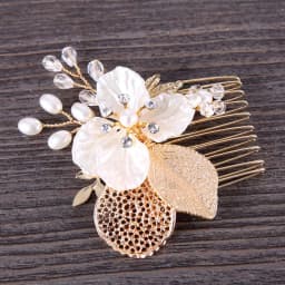 Gold Color Flower Hair Comb Clip Girls Handmade Alloy Pearl Hairpin Bridal Tiaras Wedding Hair Accessory Crystal Hair Jewelry