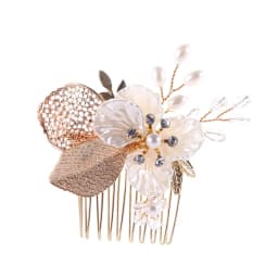 Gold Color Flower Hair Comb Clip Girls Handmade Alloy Pearl Hairpin Bridal Tiaras Wedding Hair Accessory Crystal Hair Jewelry