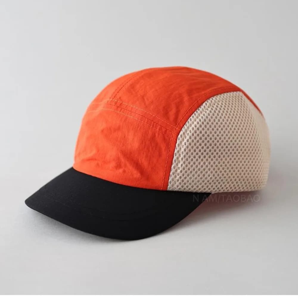 New 5 Panel Quick Dry Mesh Baseball Cap Color Block Splicing Breathable Unisex Casual Versatile Peaked Hat for Outdoor Daily