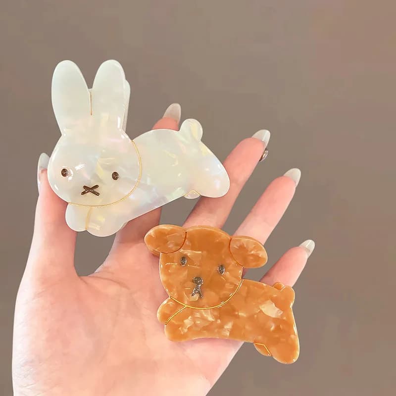 Refreshing World Rabbit Hair Claw Cute Bunny Dog Ins Style Acetate Strong Hair Claw Clips Hair Accessories for Women Girls