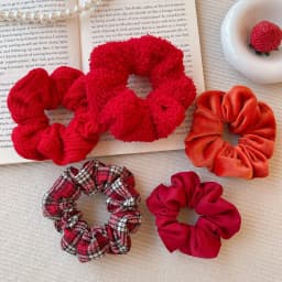 2026 New Christmas Red Color Hair Scrunchies For Women Girls Fashion High Elasticity No Hurt Hair Elastics New Year Accessories